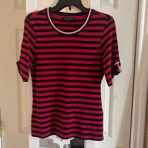 Tommy Hilfiger Red and Dark Blue Top